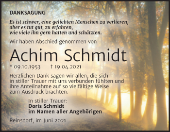 Traueranzeige von Achim Schmidt von Wochenspiegel Naumburg/Nebra