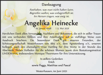 Traueranzeige von Angelika Heinecke von Trauerkombi Quedlinburg