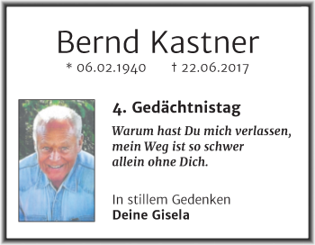 Traueranzeige von Bernd Kastner von Mitteldeutsche Zeitung Halle/Saalkreis