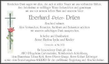 Traueranzeige von Eberhard Drüen von Trauerkombi Quedlinburg