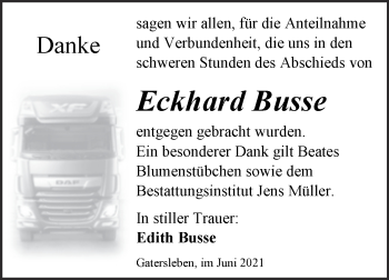 Traueranzeige von Eckhard Busse von Trauerkombi Aschersleben