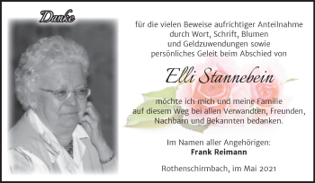 Traueranzeige von Elli Stannebein von Trauerkombi Mansfelder Land