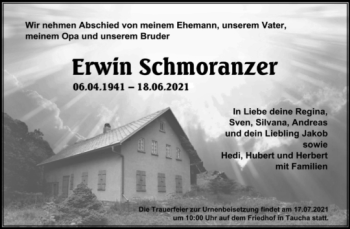 Traueranzeige von Erwin Schmoranzer von Trauerkombi Weißenfels