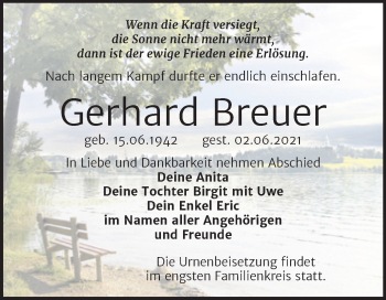 Traueranzeige von Gerhard Breuer von Trauerkombi Wittenberg
