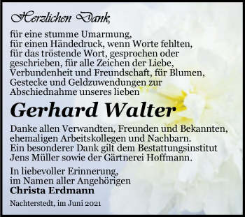 Traueranzeige von Gerhard Walter von Trauerkombi Aschersleben