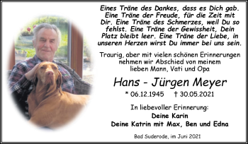 Traueranzeige von Hans-Jürgen Meyer von Trauerkombi Aschersleben