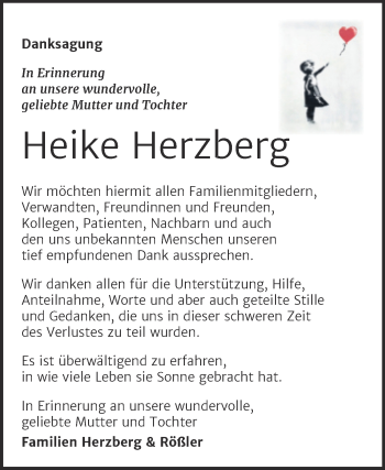 Traueranzeige von Heike Herzberg von Trauerkombi Bitterfeld