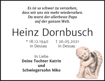 Traueranzeige von Heinz Dornbusch von Trauerkombi Dessau