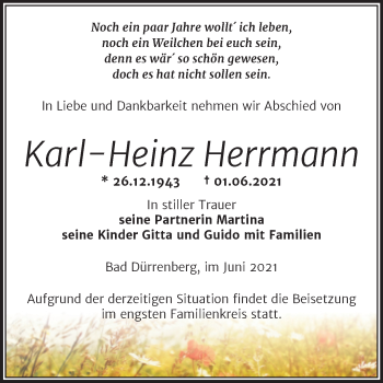 Traueranzeige von Karl-Heinz Herrmann von Trauerkombi Merseburg