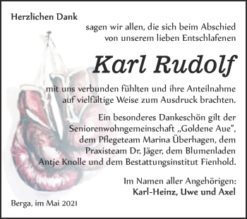 Traueranzeige von Karl Rudolf von Trauerkombi Sangerhausen