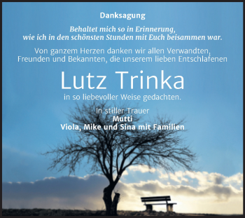 Traueranzeige von Lutz Trinka von Trauerkombi Aschersleben