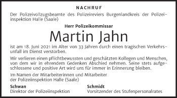 Traueranzeige von Martin Jahn von Mitteldeutsche Zeitung Halle/Saalkreis