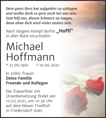 Traueranzeige von Michael Hoffmann von Trauerkombi Bitterfeld