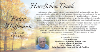 Traueranzeige von Peter Hoffmann von Trauerkombi Dessau