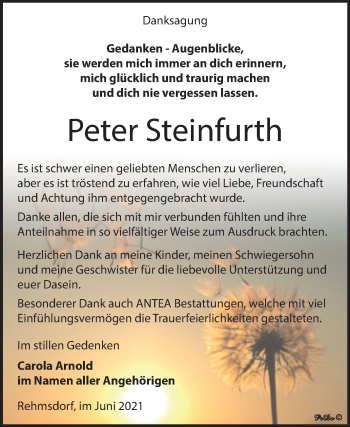 Traueranzeige von Peter Steinfurth von Trauerkombi Zeitz