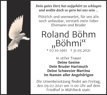 Traueranzeige von Roland Böhm von Trauerkombi Bitterfeld