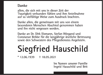 Traueranzeige von Siegfried Hauschild von Mitteldeutsche Zeitung Halle/Saalkreis