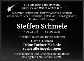 Traueranzeige von Steffen Schmele von Trauerkombi Wittenberg