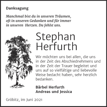 Traueranzeige von Stephan Herfurth von Trauerkombi Weißenfels