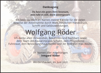 Traueranzeige von Wolfgang Röder von Trauerkombi Köthen