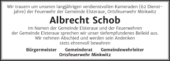 Traueranzeige von Albrecht Schob von Super Sonntag Zeitz