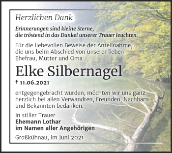 Traueranzeige von Elke Silbernagel von Trauerkombi Dessau