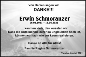 Traueranzeige von Erwin Schmoranzer von Trauerkombi Weißenfels