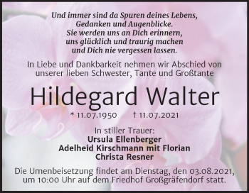 Traueranzeige von Hildegard Walter von Trauerkombi Merseburg