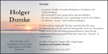 Traueranzeige von Holger Dumke von Trauerkombi Bitterfeld