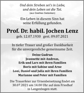Traueranzeige von Jochen Lenz von Mitteldeutsche Zeitung Halle/Saalkreis
