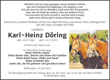 Traueranzeige von Karl-Heinz Döring von Trauerkombi Aschersleben