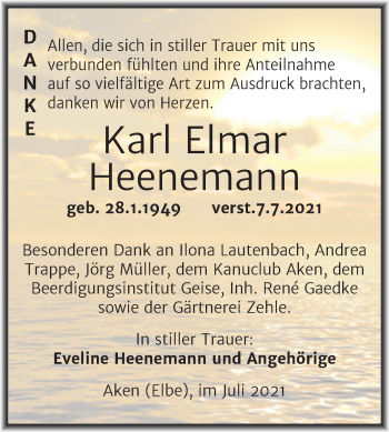 Traueranzeige von Karl Elmar Heenemann von Trauerkombi Köthen