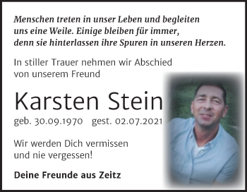Traueranzeige von Karsten Stein von Trauerkombi Zeitz