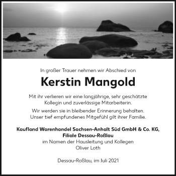 Traueranzeige von Kerstin Mangold von Super Sonntag Dessau-Roßlau
