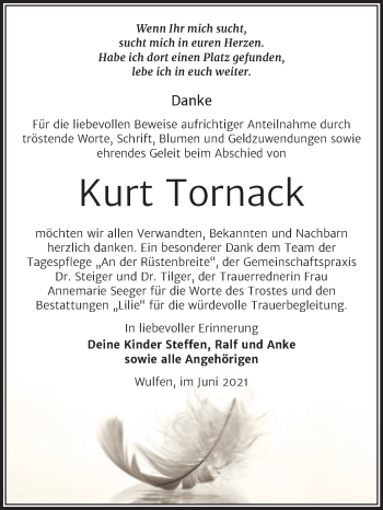 Traueranzeige von Kurt Tornack von Trauerkombi Köthen
