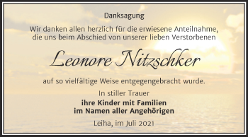 Traueranzeige von Leonore Nitzschker von Trauerkombi Merseburg