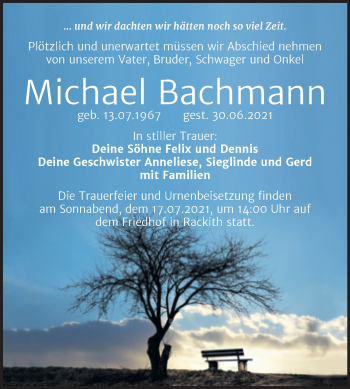 Traueranzeige von Michael Bachmann von Trauerkombi Wittenberg