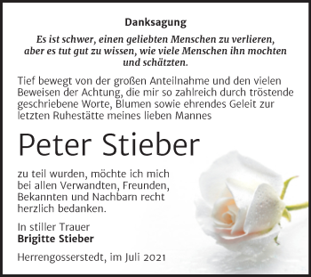Traueranzeige von Peter Stieber von Wochenspiegel Naumburg/Nebra