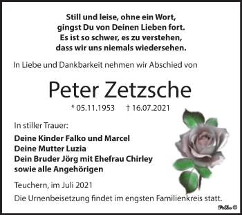 Traueranzeige von Peter Zetzsche von Trauerkombi Weißenfels