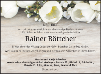 Traueranzeige von Rainer Böttcher von Super Sonntag Wittenberg