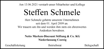 Traueranzeige von Steffen Schmele von Mitteldeutsche Zeitung