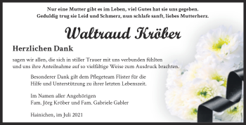 Traueranzeige von Waltraud Kröber von Trauerkombi Zeitz