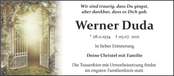 Traueranzeige von Werner Duda von Trauerkombi Bitterfeld