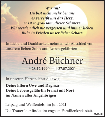 Traueranzeige von Andre Büchner von Trauerkombi Weißenfels