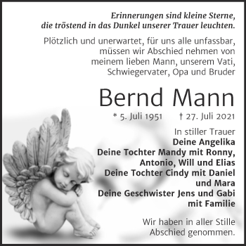 Traueranzeige von Bernd Mann von Trauerkombi Zeitz