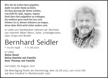 Traueranzeige von Bernhard Seidler von Trauerkombi Merseburg