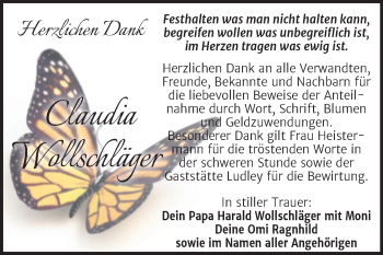 Traueranzeige von Claudia Wollschläger von Trauerkombi Wittenberg