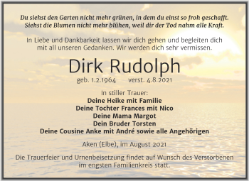 Traueranzeige von Dirk Rudolph von Trauerkombi Köthen