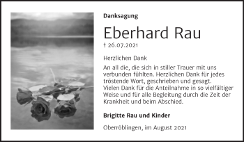 Traueranzeige von Eberhard Rau von Trauerkombi Sangerhausen