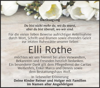 Traueranzeige von Elli Rothe von Trauerkombi Weißenfels